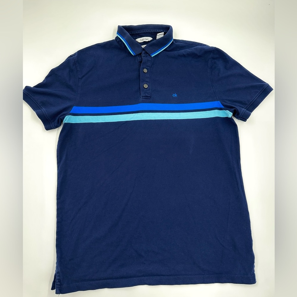 Calvin Klein Boys' Short Sleeve Micro Pique Solid Polo color Blue